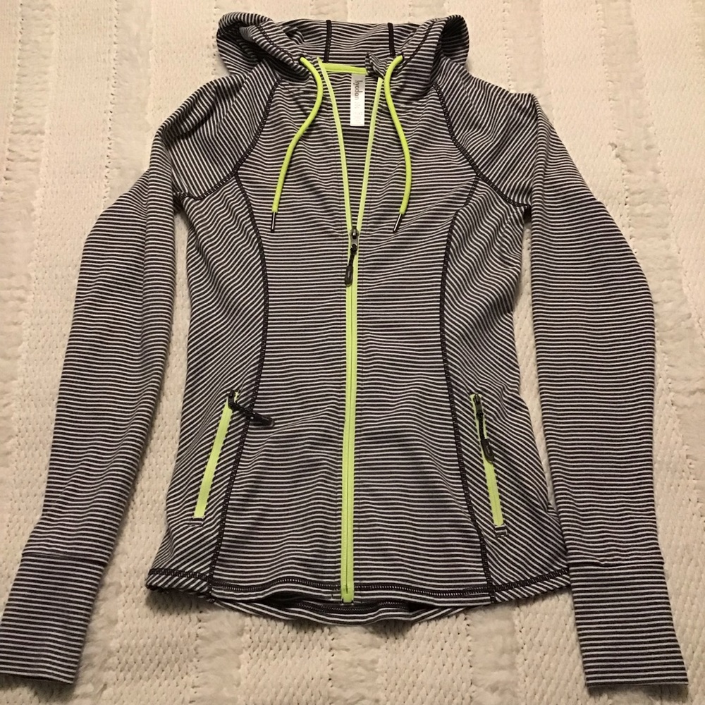 Kyodan Zip Up Athletic Hoodie.  Gray Striped, Size XS